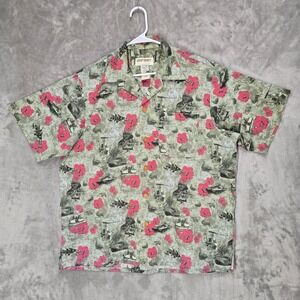 Kamp Shirt Mens Marine Corps Hawaiian Aloha Shirt Large Floral Military Tropical